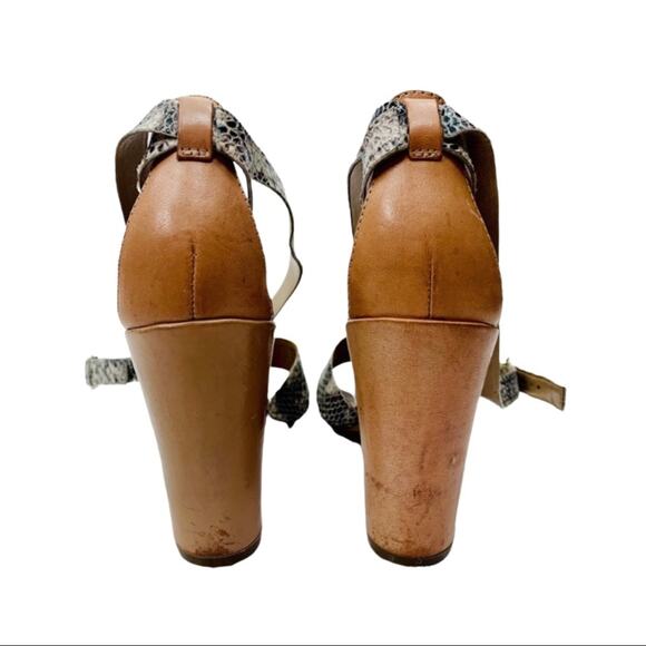 Banana Republic Women's Snakeskin Block Hell Strappy Ankle Wrap Sandals Size 5.5 - Picture 4 of 7